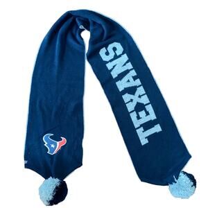 NFL Houston Texans Scarf with Pom Pom on ends and Toro logo blue and grey